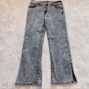 Acid Wash Black Wide Leg High Waisted Jeans XL